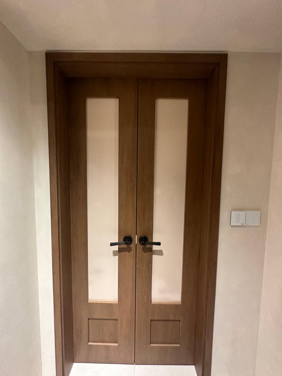 Timber french double doors, installed by Door Empire Singapore