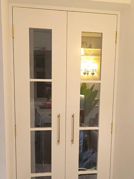 White french doors with glass, installed by Door Empire Singapore