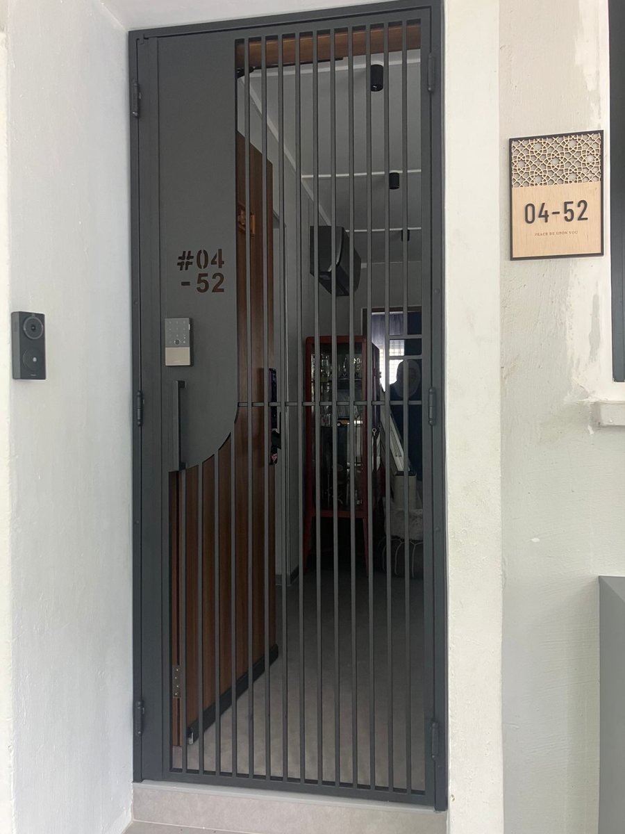 Grey privacy gate, installed by Door Empire Singapore