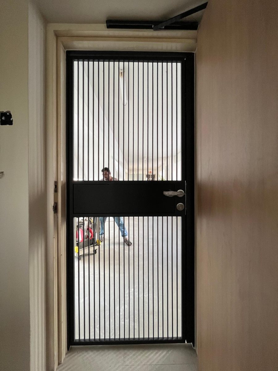 Fluted privacy gate, installed by Door Empire Singapore